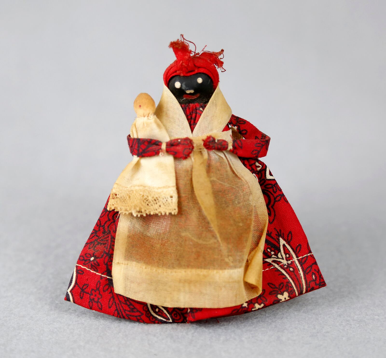 A "Mammy" style nipple doll is part of the collection at the National Afro-American Museum & Cultural Center in Wilberforce. The female doll is made from a black, rubber baby nursing bottle nipple and believed to have been made in the 1920s. It is unknown whether the object was used as decoration or a child's play thing. LISA POWELL / STAFF