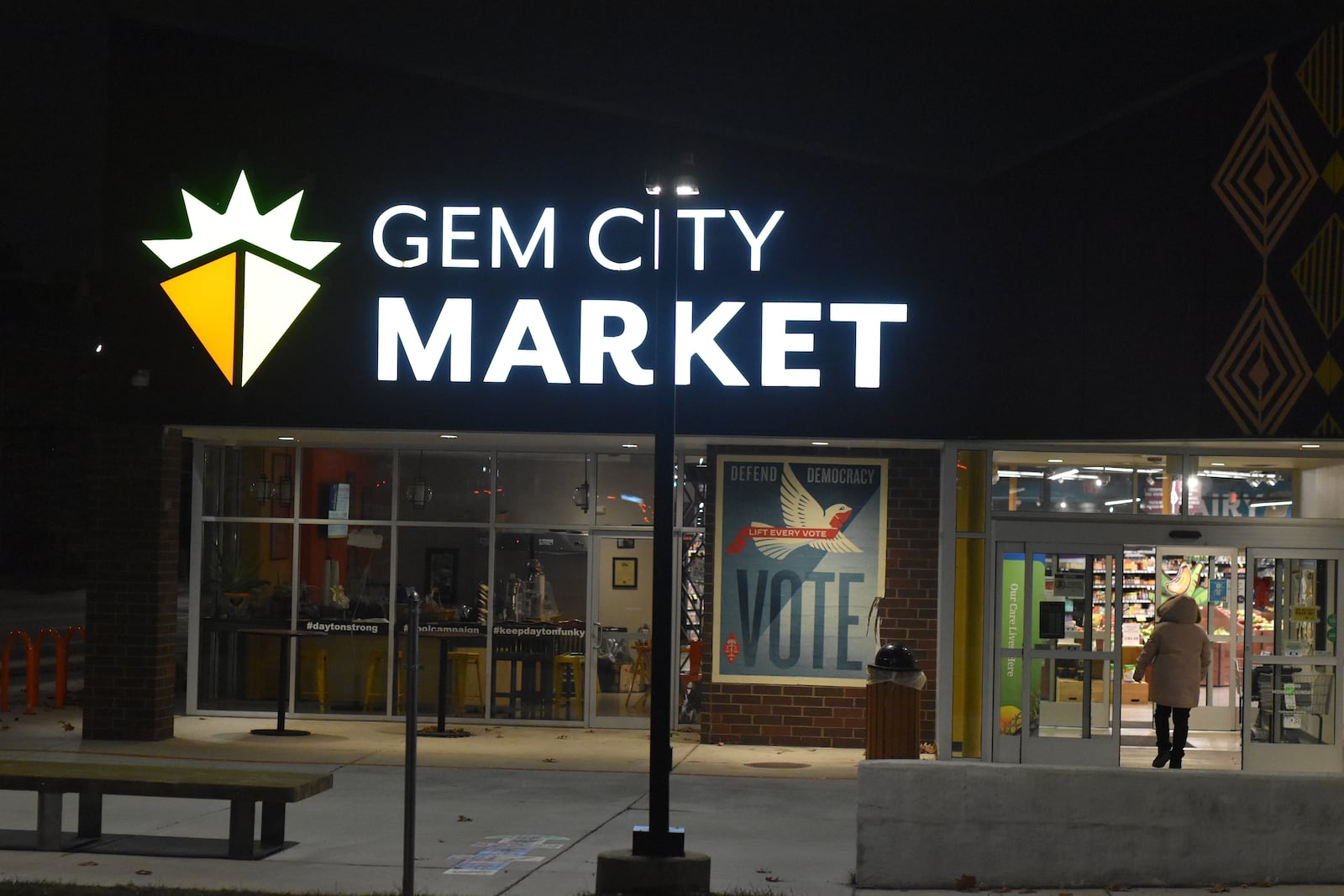 Gem City Market at night on Wednesday, Dec. 4, 2024. CORNELIUS FROLIK / STAFF