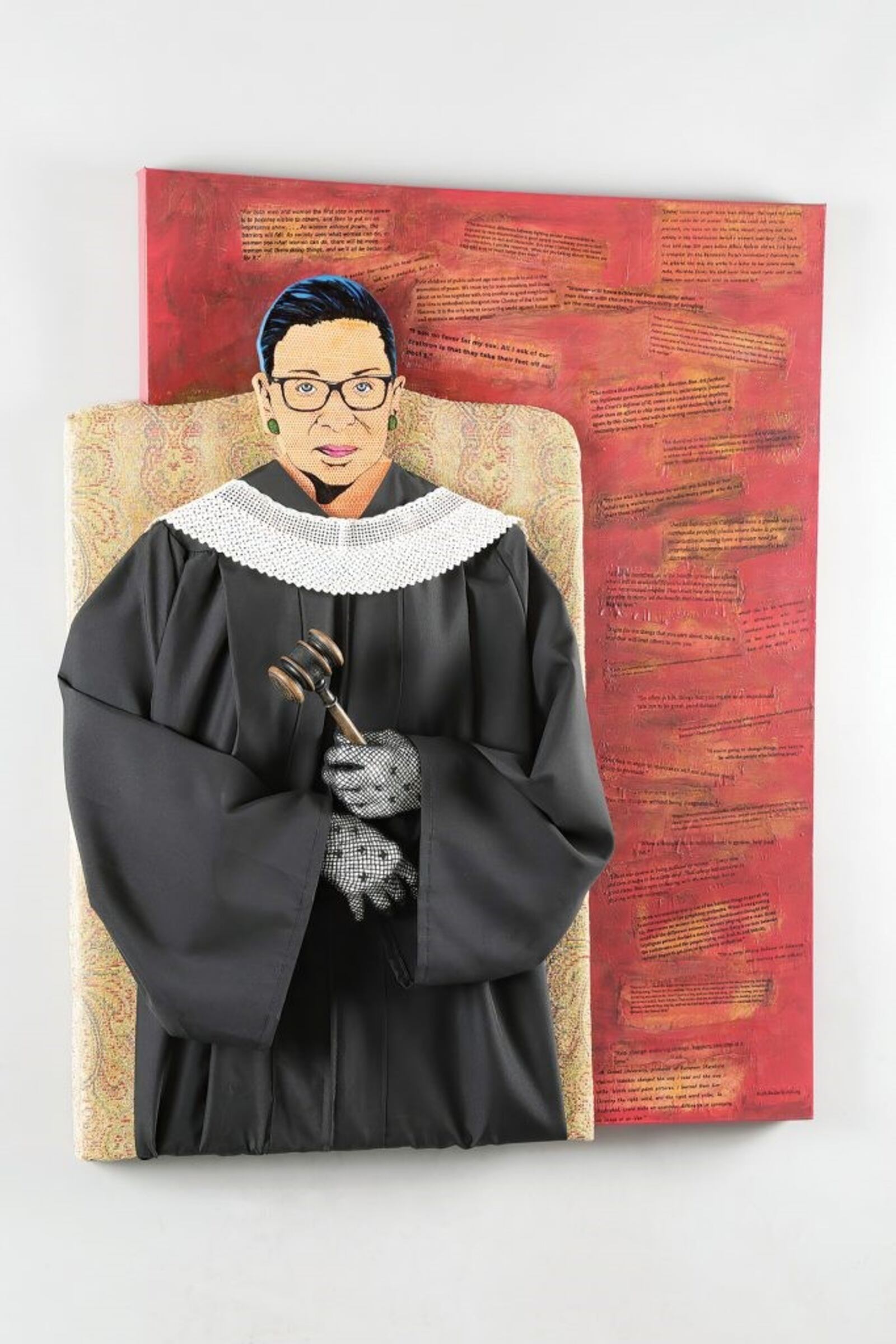 "Ruth Baden Ginsberg" is a mixed media work by Katrina Chenevert and will be displayed in the exhibit "Riveting:
Women Artists from the Sara W. and Michelle Vance Waddell Collection" at the Dayton Art Institute. CONTRIBUTED