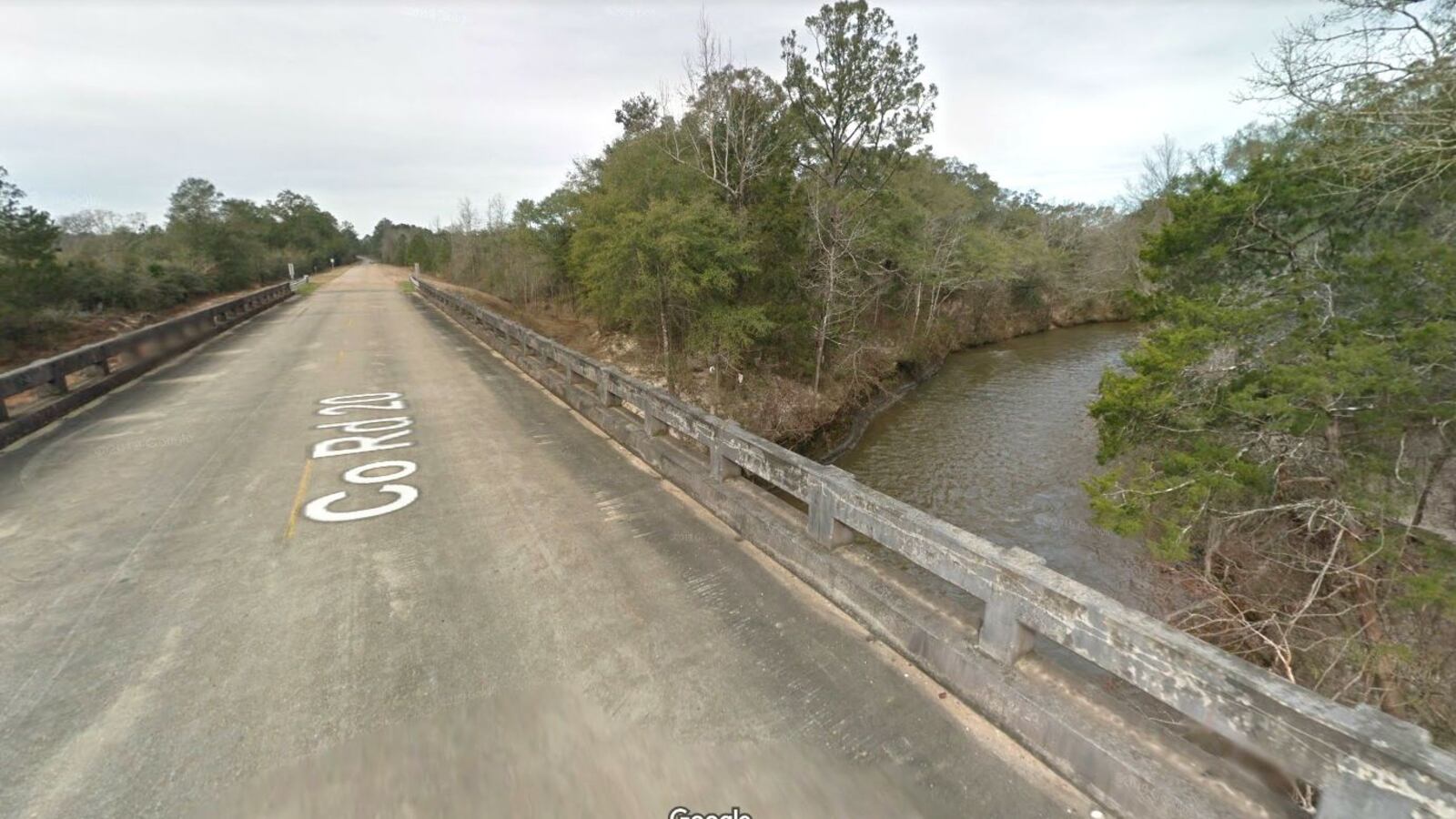 Pictured in a January 2016 Street View image is Woodham Bridge in Dale County, Alabama. The body of Tracy Harris, of Ozark, was pulled from the Choctawhatchee River near the bridge March 14, 1990, a week after she was reported missing. She had been strangled then thrown into the river, where she drowned.