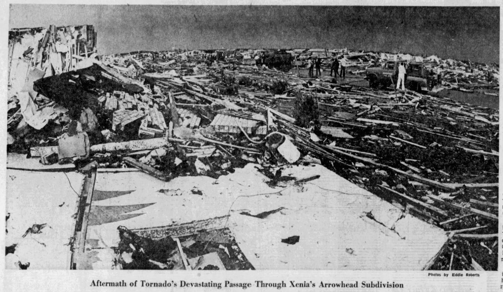 Aftermath of Xenia tornado's devastating passage through the Arrowhead subdivision. DAYTON DAILY NEWS ARCHIVES