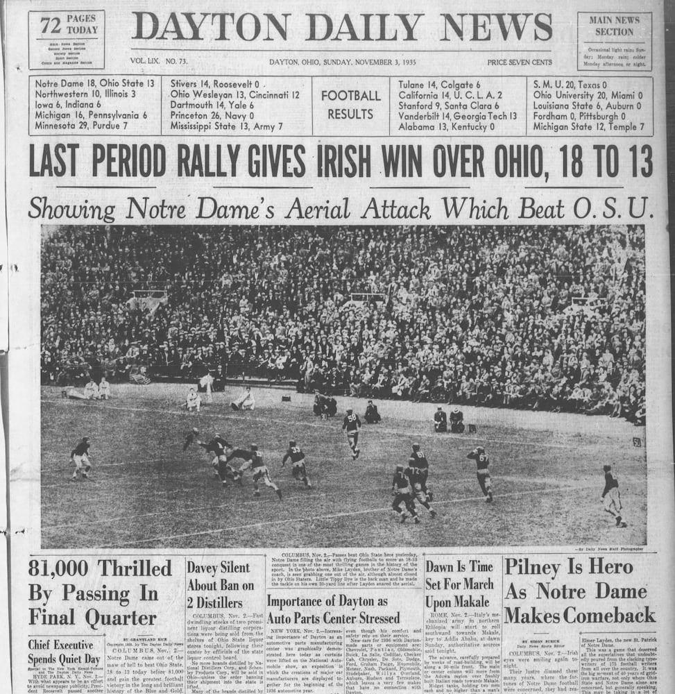 Ohio State-Notre Dame Dayton Daily News archive