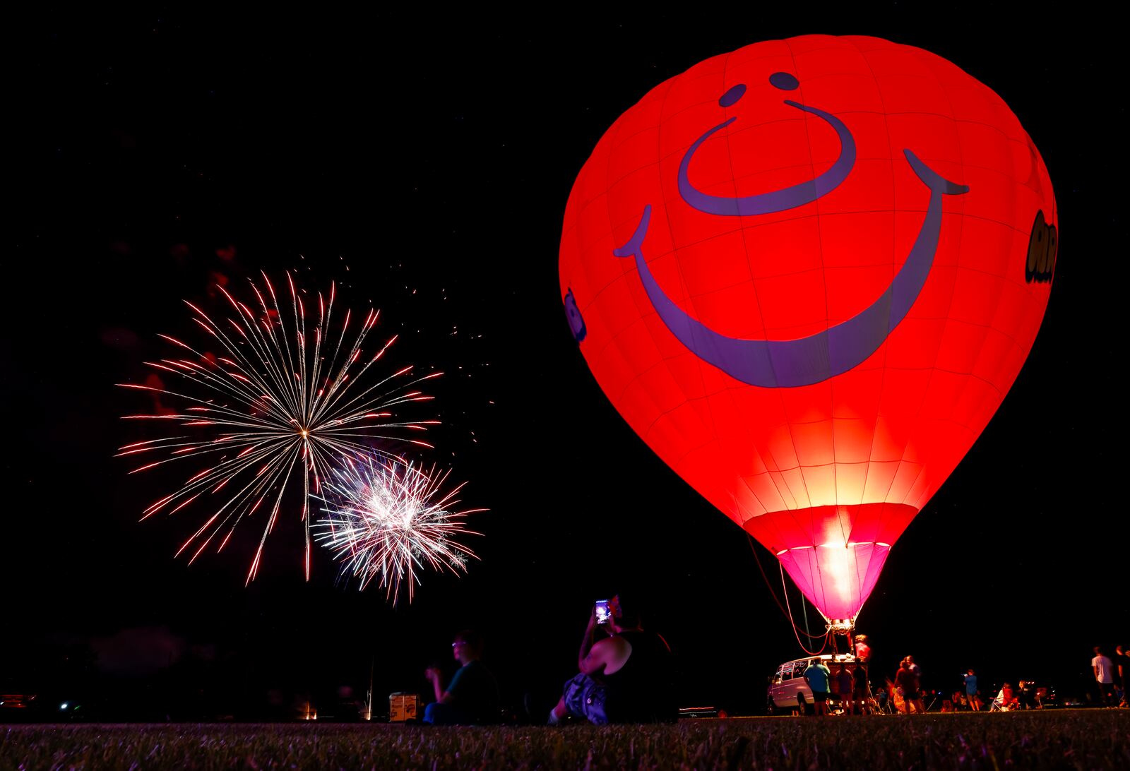 Yokum fireworks ends the evening at The Ohio Challenge Hot Air Balloon and Skydiving Festival Friday, July 21, 2023 at Smith Park in Middletown. NICK GRAHAM/STAFF