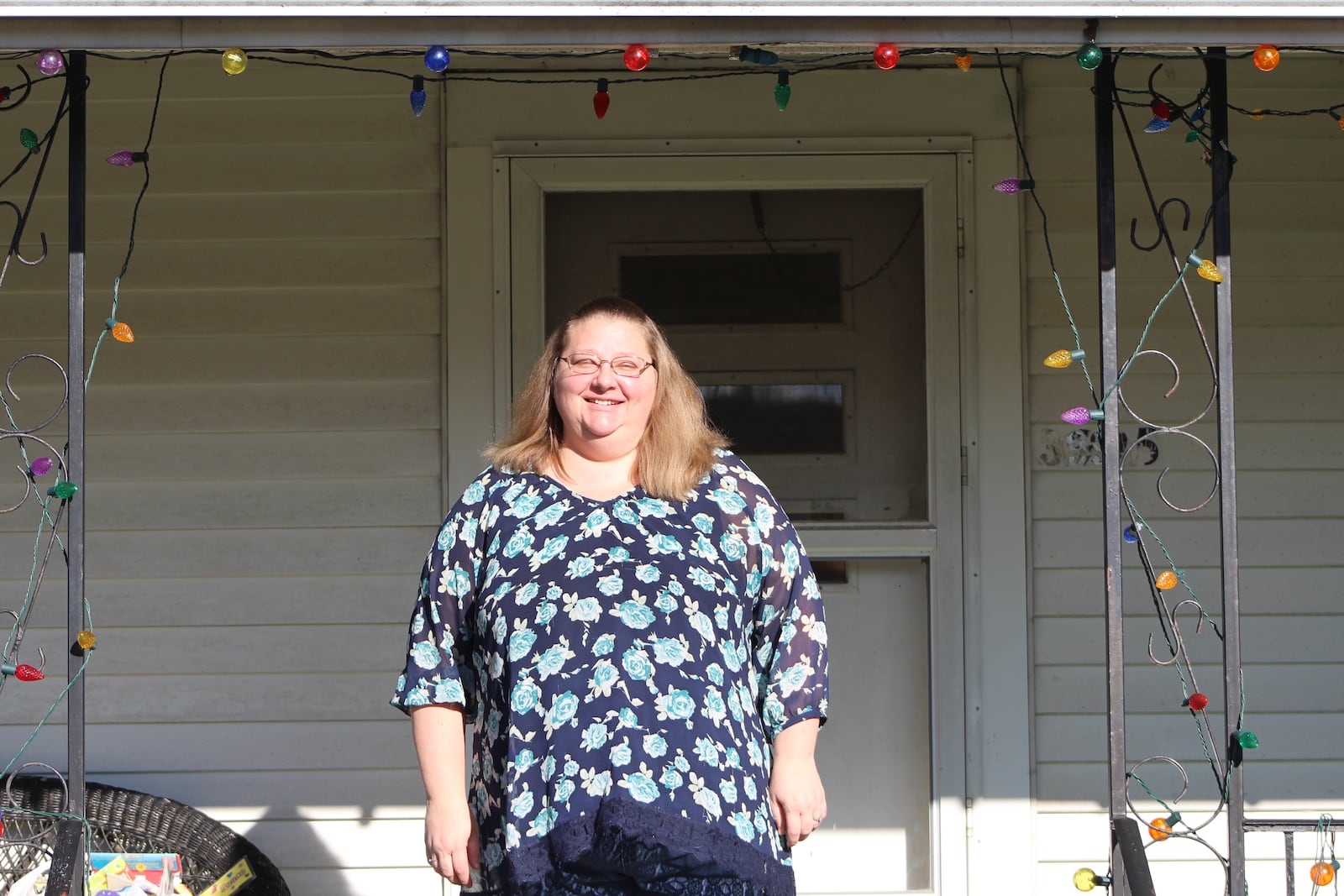 Aja Haywood at her Vandalia home. The third-grader teacher says it has been a challenging year for teachers, but they have made incredible adjustments. CORNELIUS FROLIK / STAFF