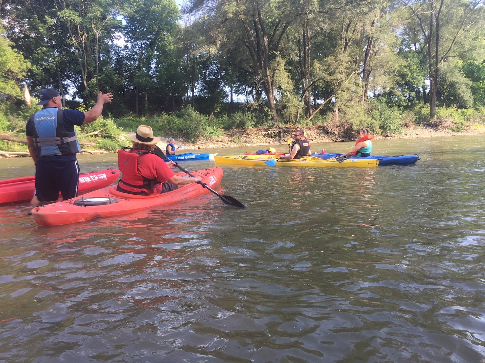 Guests of the Mudlick Tap House floats paddle on a guided kayaking tour on the Mad River and experience the urban landscape from Eastwood MetroPark to Riverscape River Run. ALEXIS LARSEN/CONTRIBUTED