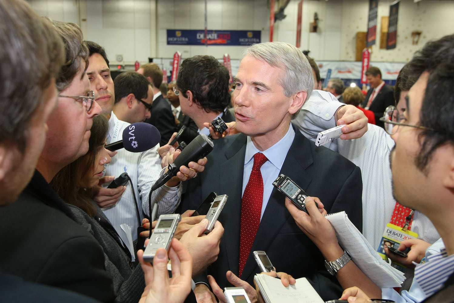 Rob Portman with media