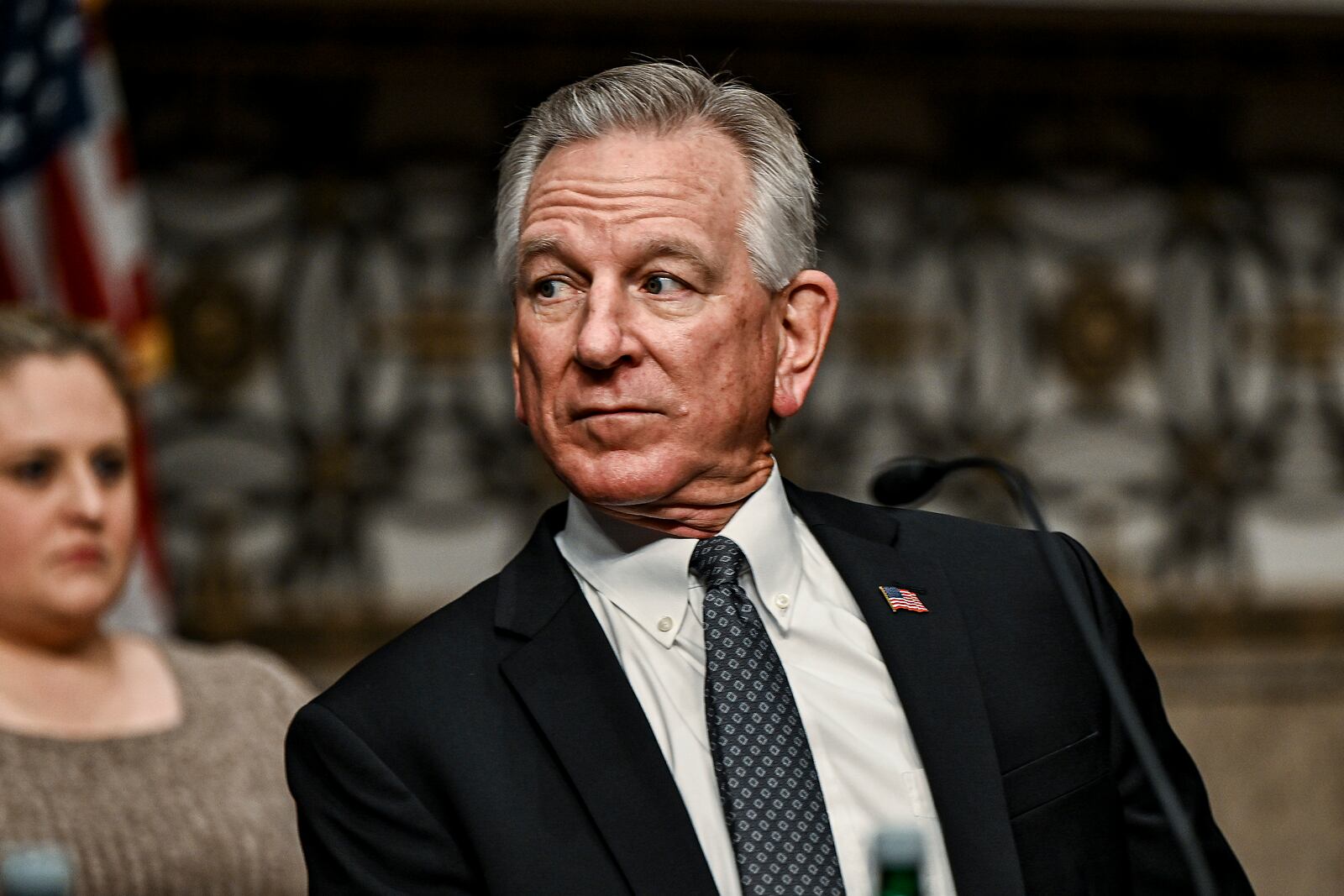 
                        FILE — Sen. Tommy Tuberville (R-Ala.) participates in a joint committee hearing regarding the military budget, on Capitol Hill in Washington, Nov. 29, 2023. Tuberville announced on Dec. 5 that he would lift his blockade of nearly all the military promotions he had delayed for almost a year in protest of a Pentagon policy ensuring abortion access for service members, continuing to hold up only the most senior generals. (Kenny Holston/The New York Times)
                      