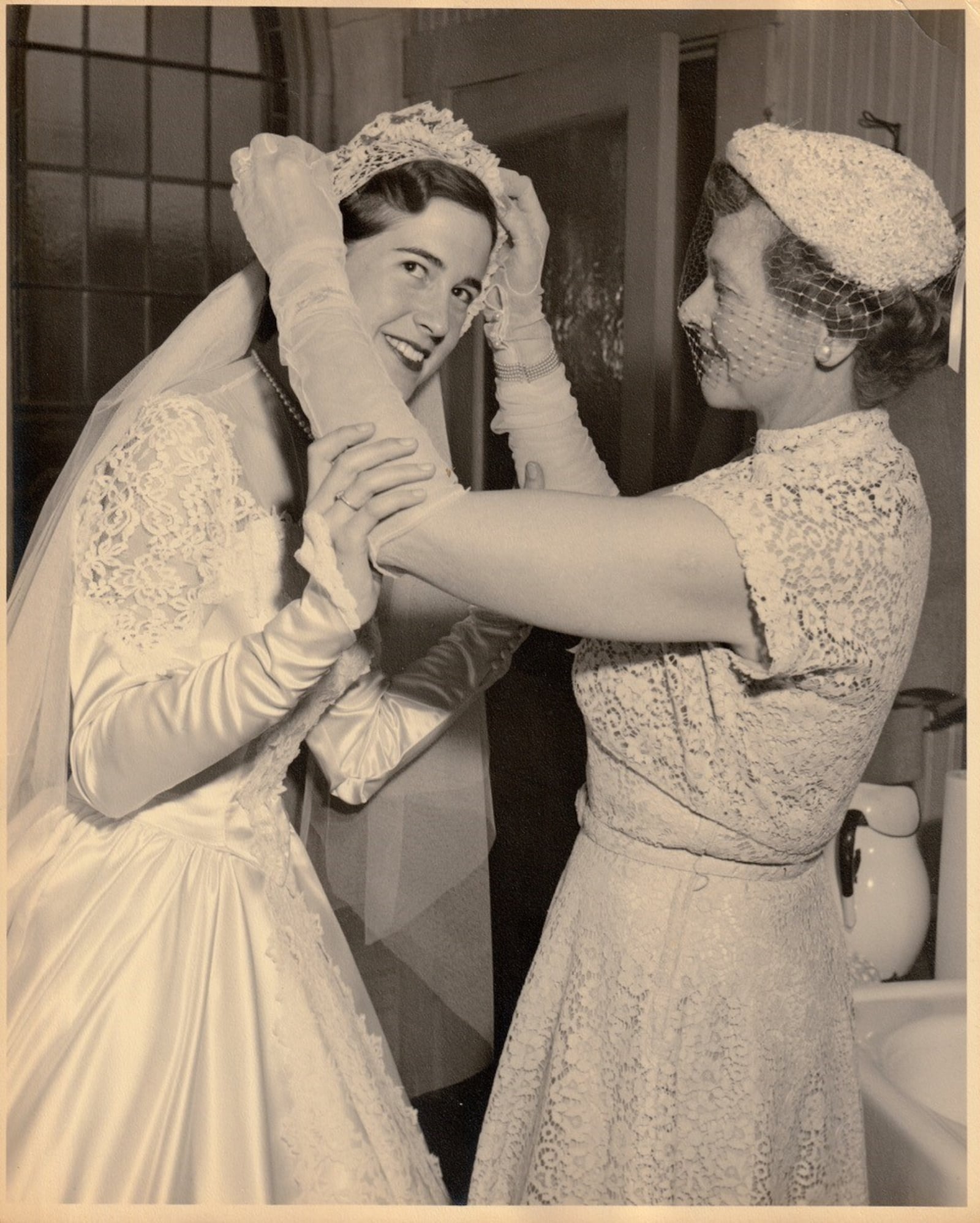 Betsy Whitney on her wedding day with her mother Frances K. Baldwin