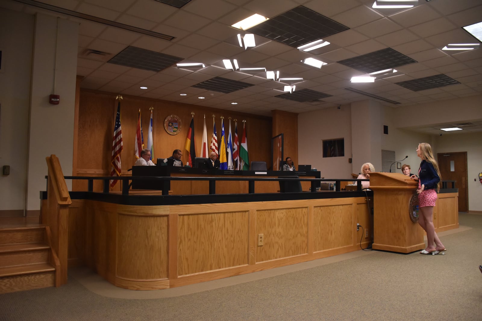 Felix Breza, a resident of Yellow Springs, speaks at a Dayton City Commission meeting on Wednesday, April 10, 2024, to criticize a city law that prohibits the distribution of food and other items downtown without a permit. CORNELIUS FROLIK / STAFF