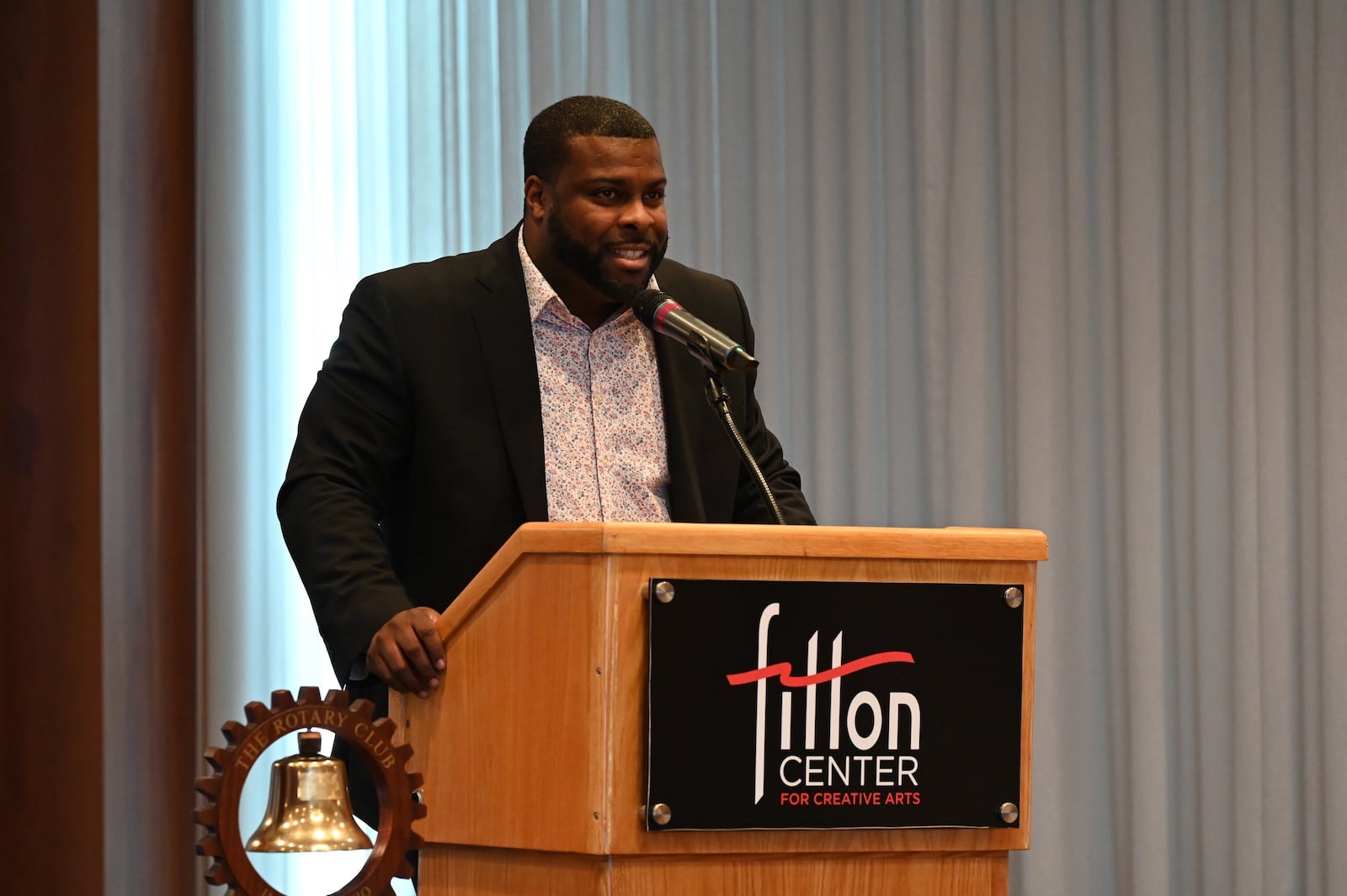 The leaders of several educational institutions in Hamilton spoke at the annual State of the Schools address at the Fitton Center on Thursday, Feb. 20, 2025. Pictures is Marshall High School in Hamilton Director Kelven Moss. MICHAEL D. PITMAN/STAFF