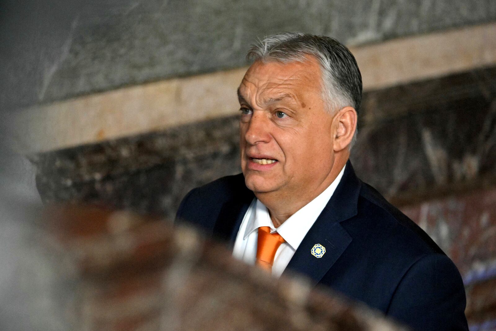 Hungary's Prime Minister Viktor Orban arrives for an EU summit at the Egmont Palace in Brussels, Monday, Feb. 3, 2025. (Nicolas Tucat, Pool Photo via AP)