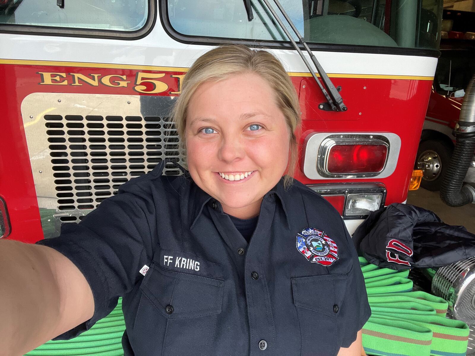 Allie Kring, who works for the Miami Valley Fire District, has been a firefighter for several years. CONTRIBUTED