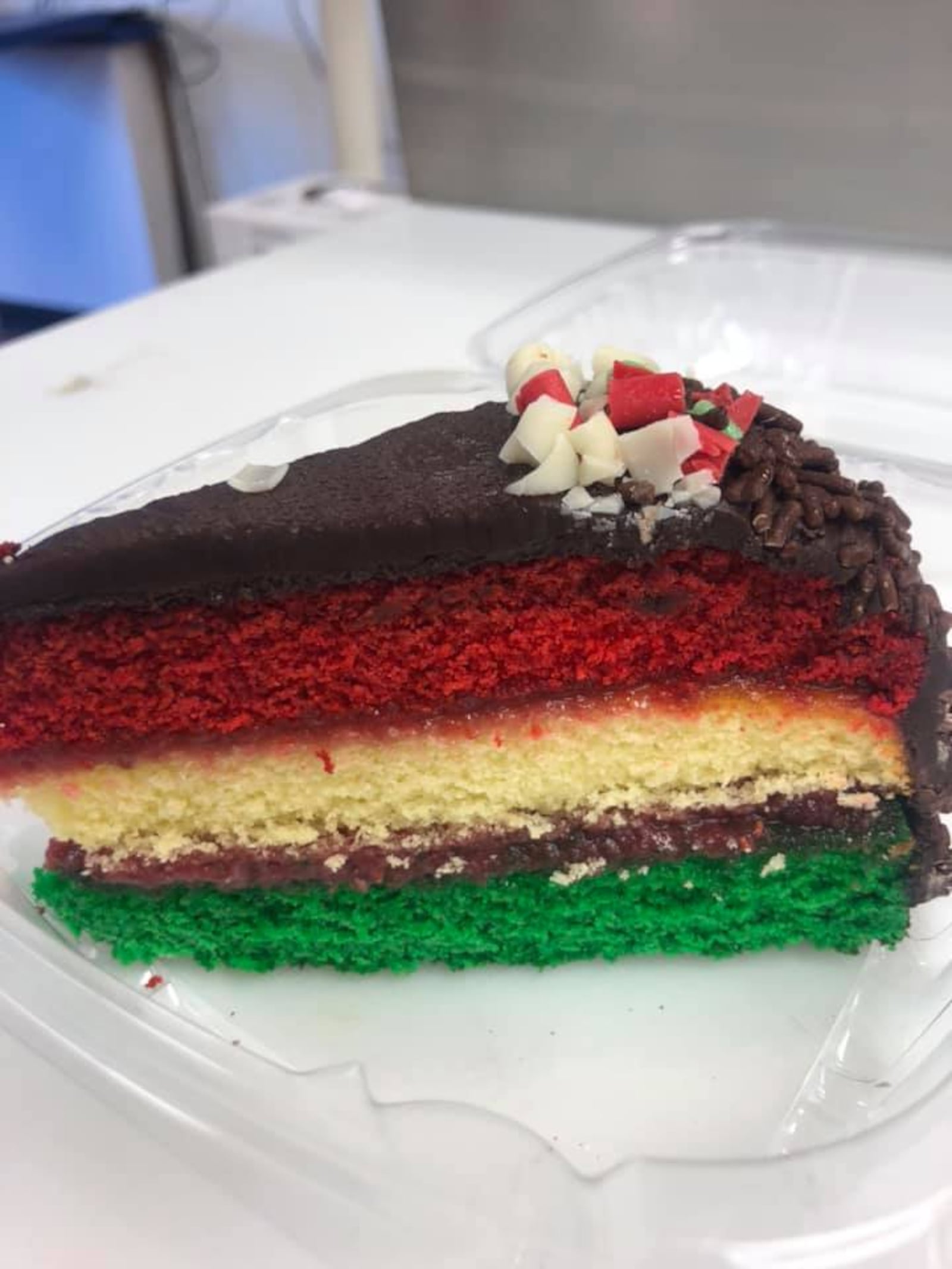 Italian rainbow cake from Poppies Pizzaria in the Belmont area of Dayton.