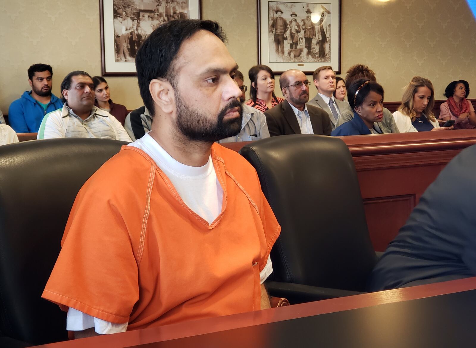 Murder suspect Gurpreet Singh sits in a Butler County court room during a hearing on Thursday, Oct. 10, 2019. He's suspected of killing four members of his family in April 2019. NICK GRAHAM/STAFF