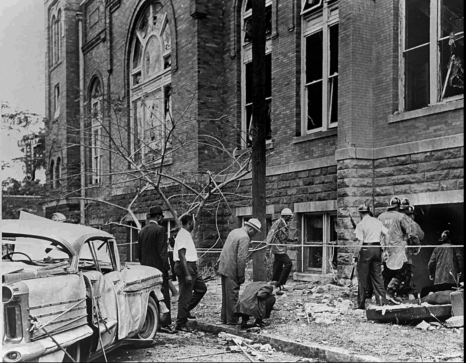 FILE--A copy of a 1963 file photo of the Sunday, Sept. 15, 1963, bombing of the 16th Street Baptist Church that killed Denise McNair, 11, Addie Mae Collins, Cynthia Wesley and Carole Robertson, all 14. The FBI has reopened its investigation into the 34-year-old bombing after conducting a year-long secret review of the case. (AP Photo/The Birmingham News, Tom Self, File)