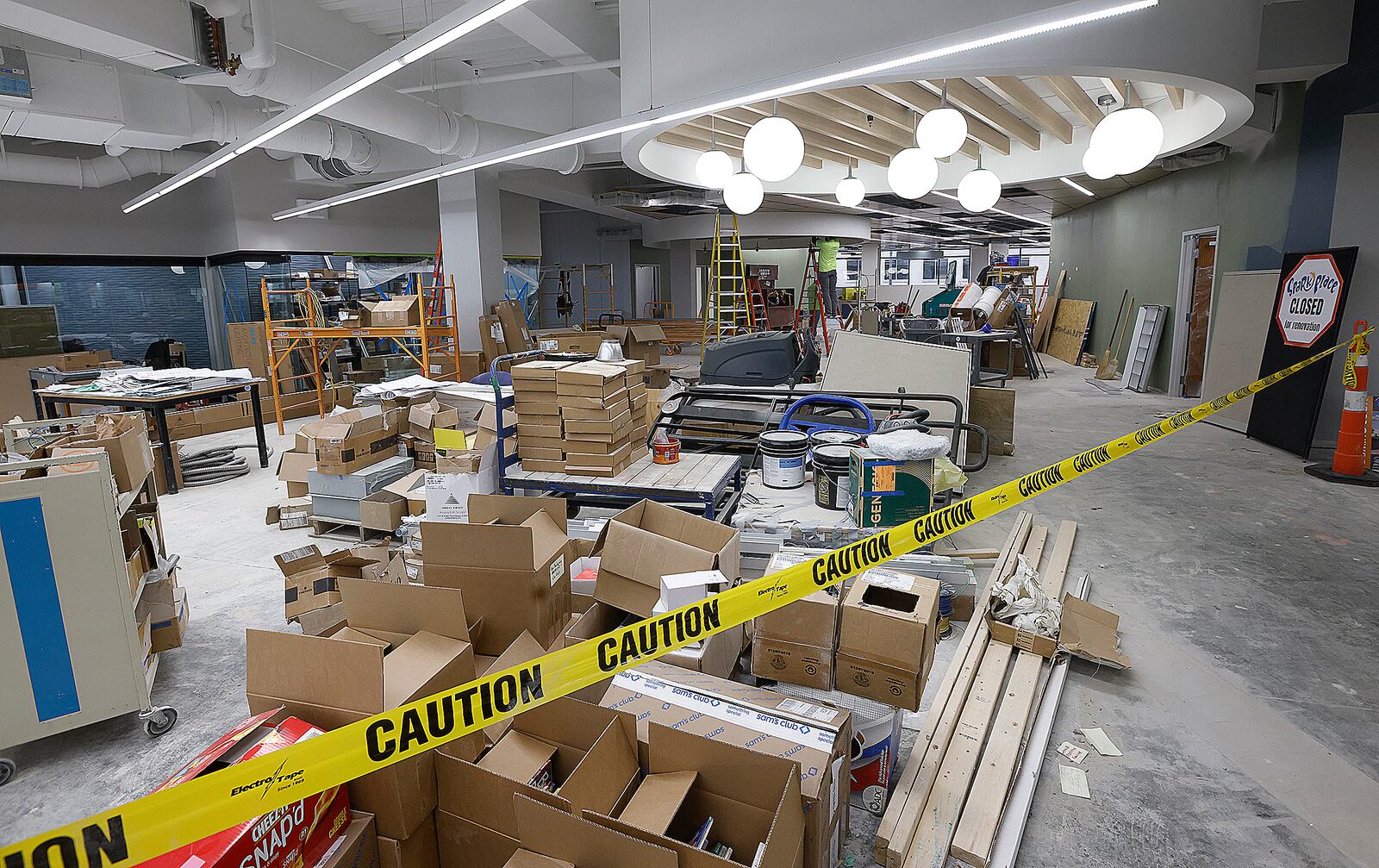 Crews' next project in renovating the Xenia Community LIbrary is to tackle the new children's section, which will have an improved, safer layout for kids. Feb. 12, 2025. MARSHALL GORBY\STAFF