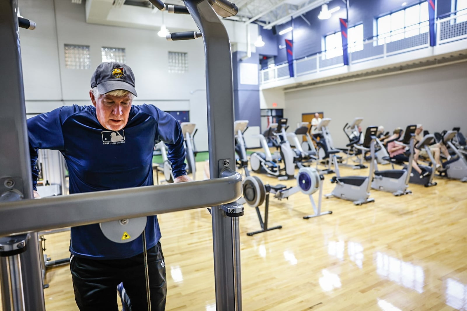 Greg Colegate works out on a new dip rack machine at the Washington Township RecPlex Wednesday July 5, 2023. JIM NOELKER/STAFF