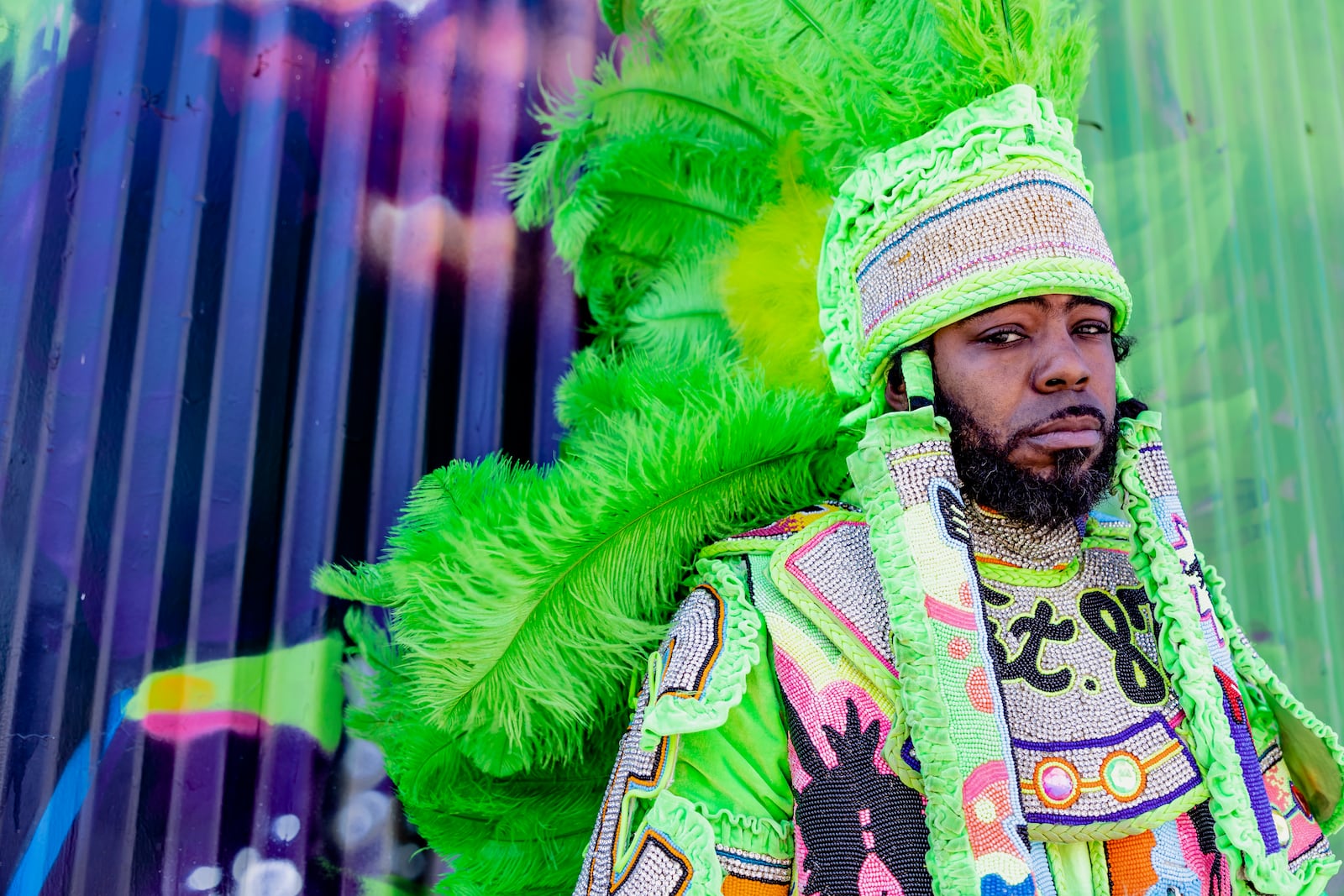 Chief Joseph Boudreaux Jr., Second Chief of the Mardi Gras Indian tribe the Golden Eagles, brings his band the Rumble to Levitt Pavilion in Dayton on Friday, Aug. 4.