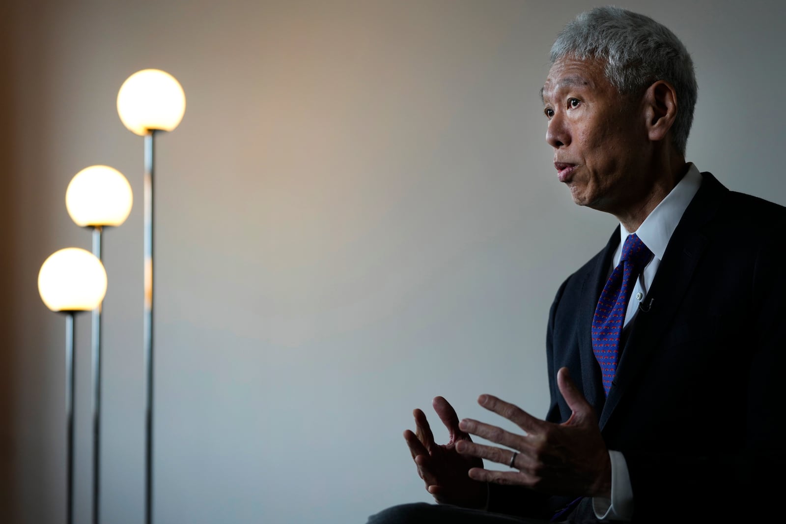 Lee Hsien Yang, who has been granted political asylum in the UK from what he called persecution in Singapore, as he is interviewed by Associated Press in London, Monday, Oct. 28, 2024. (AP Photo/Kirsty Wigglesworth)