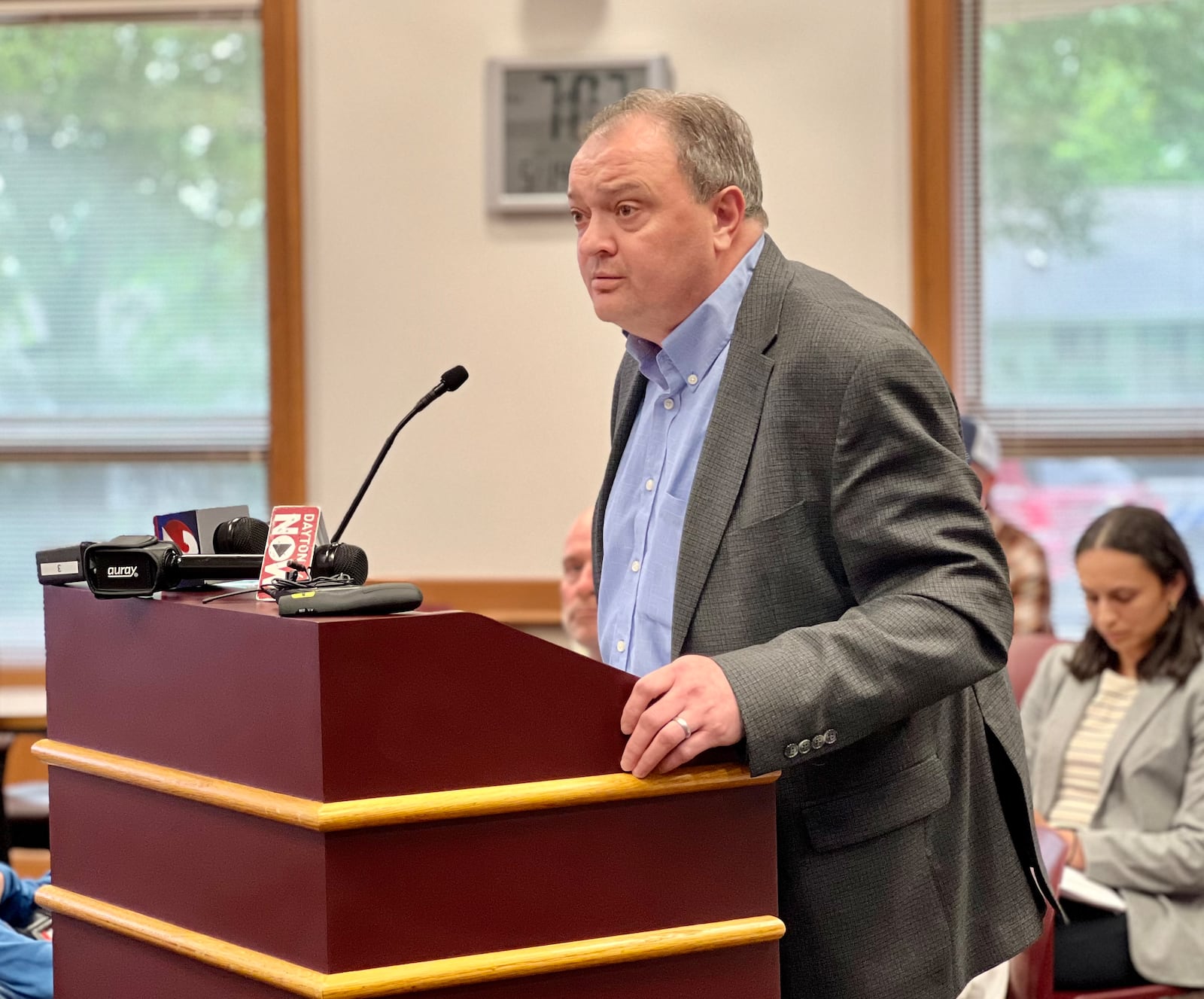 Andy Schall of Kimley-Horn engineering represented Buc-ee's during the May 14 Huber Heights Planning Commission meeting, during which detailed development plans for Ohio's first Buc-ee's store were unanimously approved. AIMEE HANCOCK/STAFF