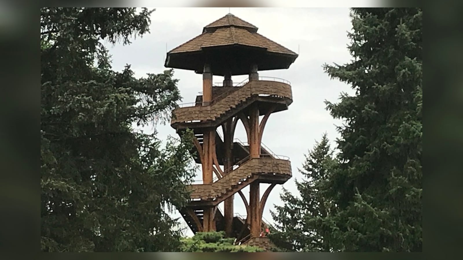 Two people are shown climbing the tree tower Saturday, May 5, 2015, the first day it reopened at Cox Arboretum MetroPark. The tower was closed and disassembled after soft spots were found in fall 2016 in its three wooden logs.