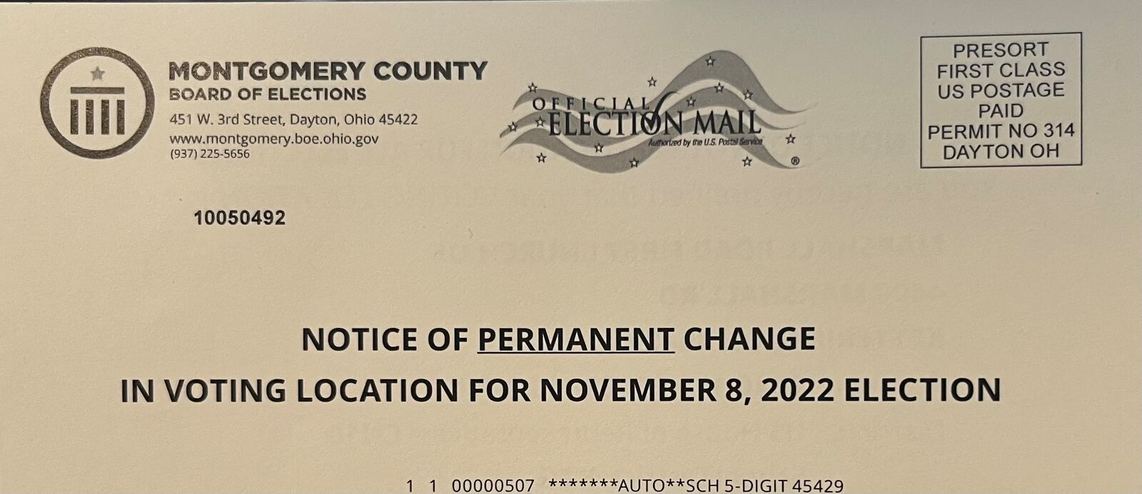 In late October 2022, the Montgomery County Board of Elections informed voters via postcard about changes in polling locations and legislative districts.