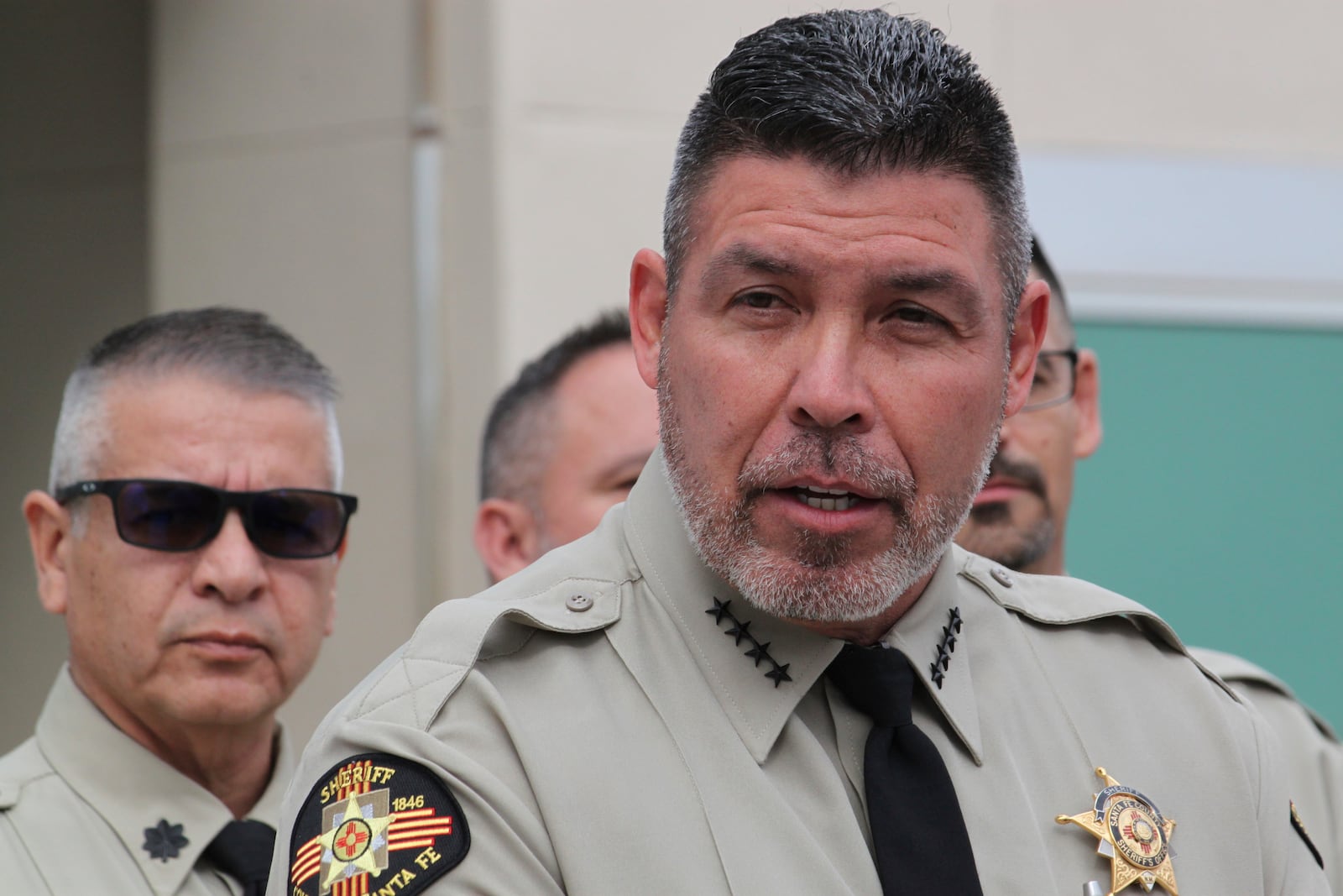 Santa Fe County Sheriff Adan Mendoza answers questions about the investigation into the deaths of actor Gene Hackman and his wife Betsy Arakawa during a news conference in Santa Fe, New Mexico, on Friday, March 7, 2025. (AP Photo/Susan Montoya Bryan)