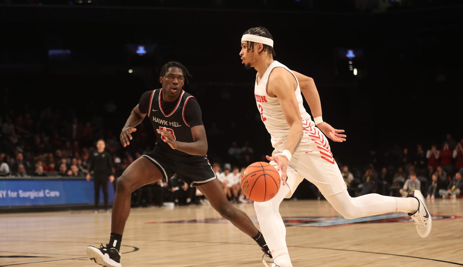 Dayton's Toumani Camara dribbles against Saint Joseph’s in the quarterfinals of the Atlantic 10 Conference tournament on Thursday, March 9, 2023, at the Barclays Center in Brooklyn, N.Y. David Jablonski/Staff