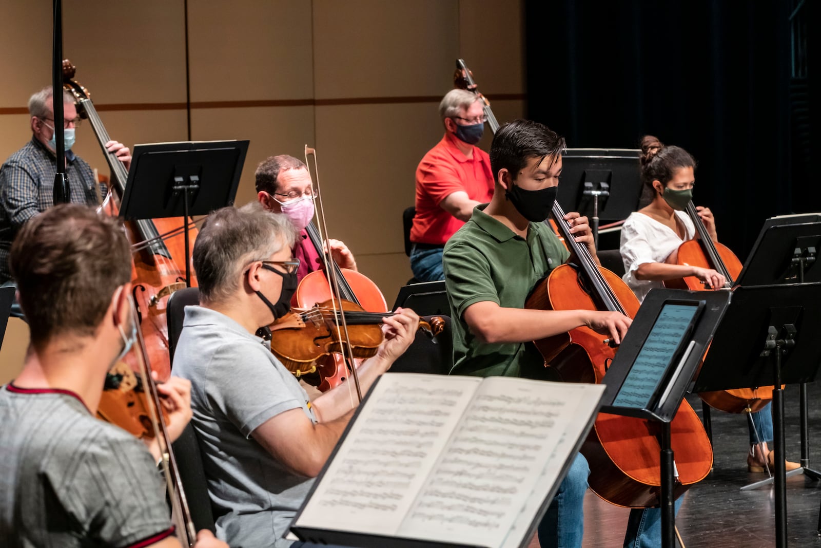 Jonathan Lee, Principal Cellist for Dayton Philharmonic, rehearses with other orchestra members for Virtual Streams concerts for the Dayton Performing Arts Alliance. CONTRIBUTED