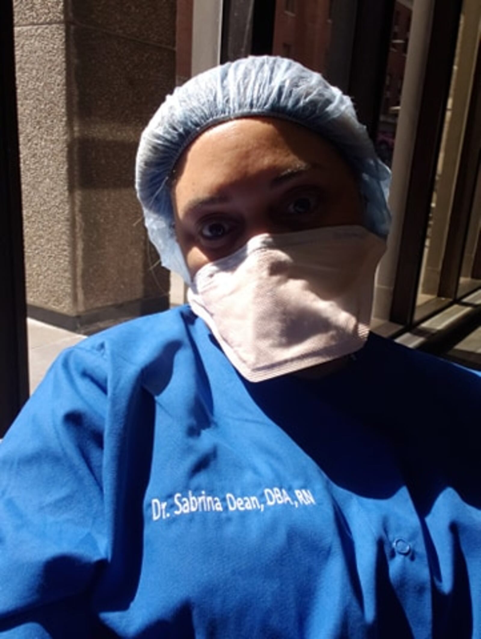 Sabrina Harrison-Dean, a registered nurse with 30 years experience in healthcare,  is working in New York as part of the battle against coronavirus. The traveling healthcare executive lives in Clayton  with her husband and dog.