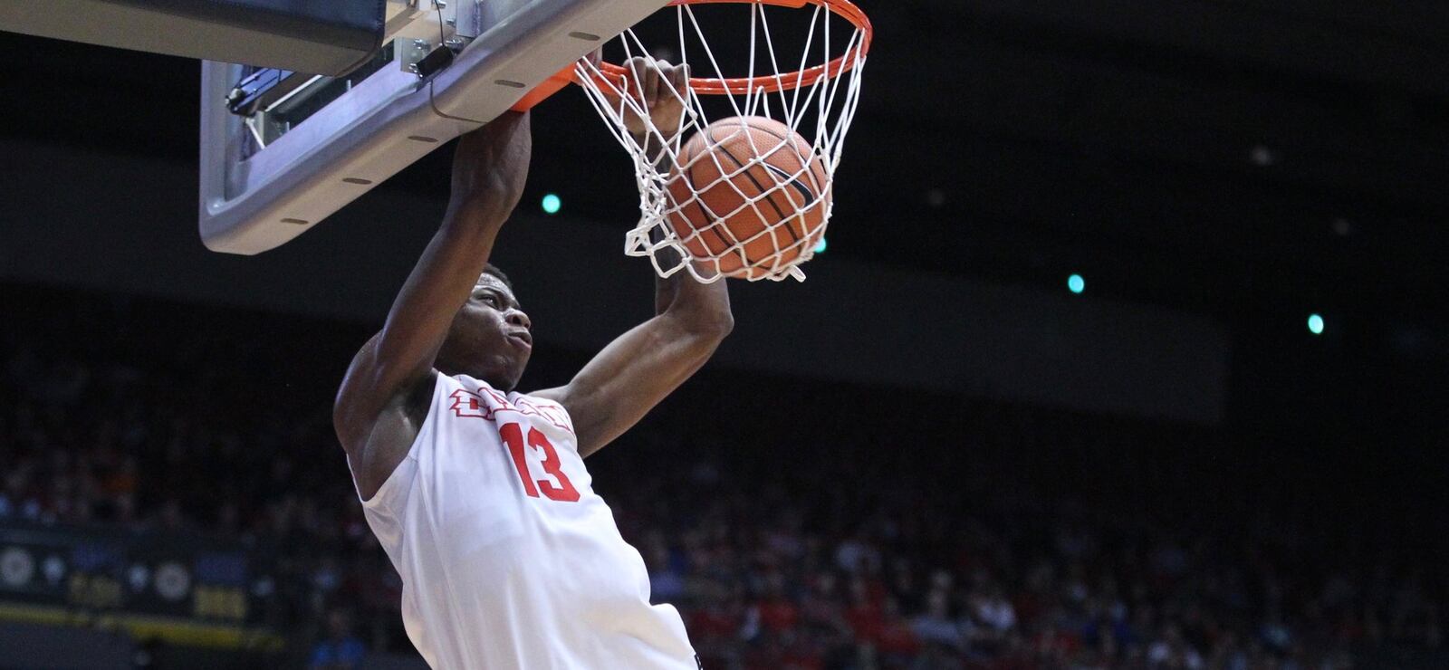 Dayton’s Kostas Antetokounmpo dunks against Saint Louis on Tuesday, Feb. 20, 2018, at UD Arena. David Jablonski/Staff