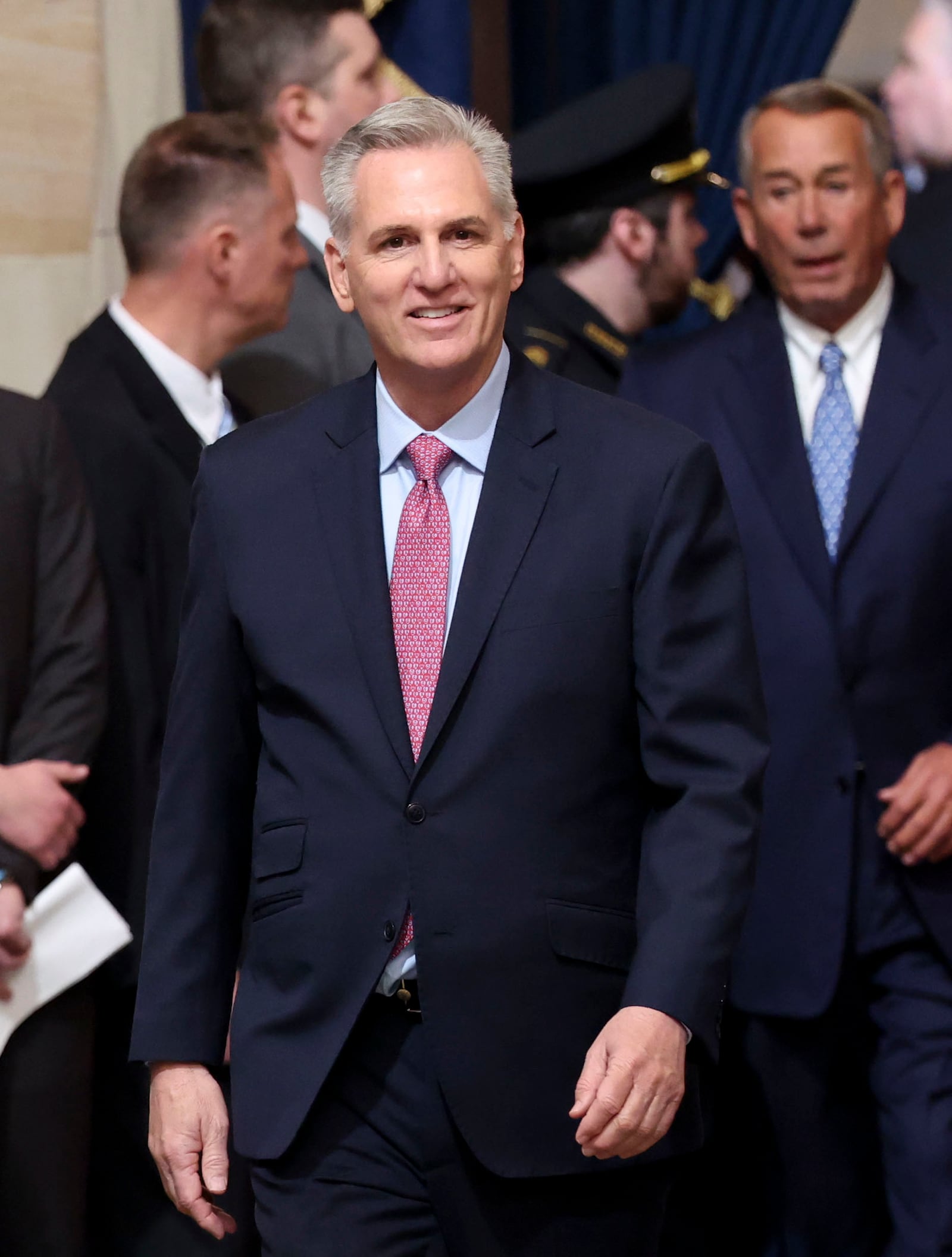 Former House Speaker Kevin McCarthy arrives before the 60th Presidential Inauguration in the Rotunda of the U.S. Capitol in Washington, Monday, Jan. 20, 2025. (Kevin Lamarque/Pool Photo via AP)