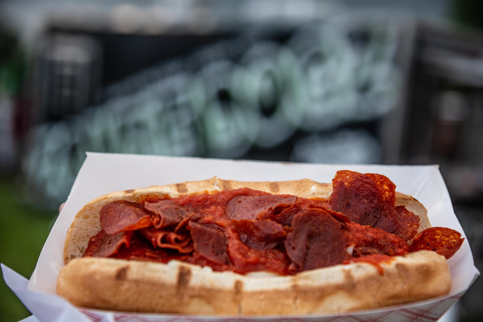 More than 50 trucks participated in this year's Miami County Gourmet Food Truck Rally, including Zombie Dogz. Pictured here is their Blood Graffiti dog. PHOTO / TOM GILLIAM PHOTOGRAPHY