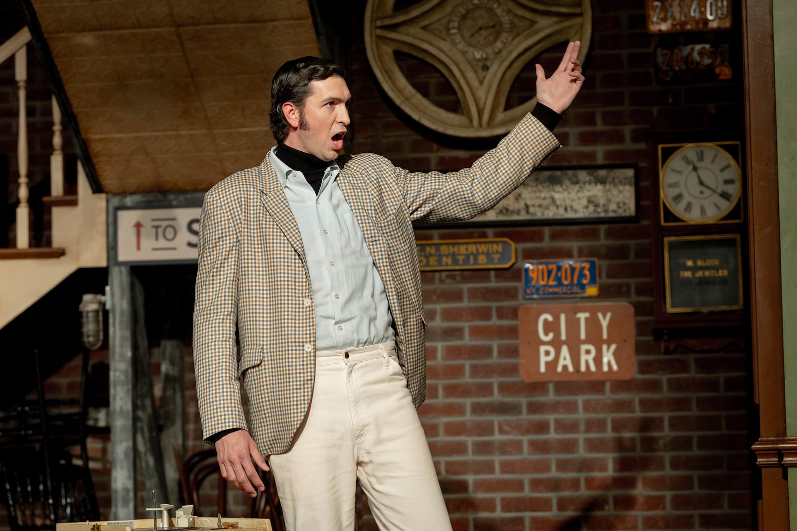 This image released by Sony Pictures shows Nicholas Braun as Andy Kaufman in a scene from "Saturday Night." (Hopper Stone/Sony Pictures via AP)