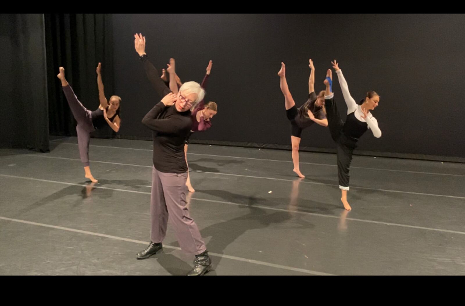 WSU dance professor and choreographer Teressa "Terri" McWilliams rehearses   with dance students for the Spring Dance Concert presentation of “Exits”. CONTRIBUTED