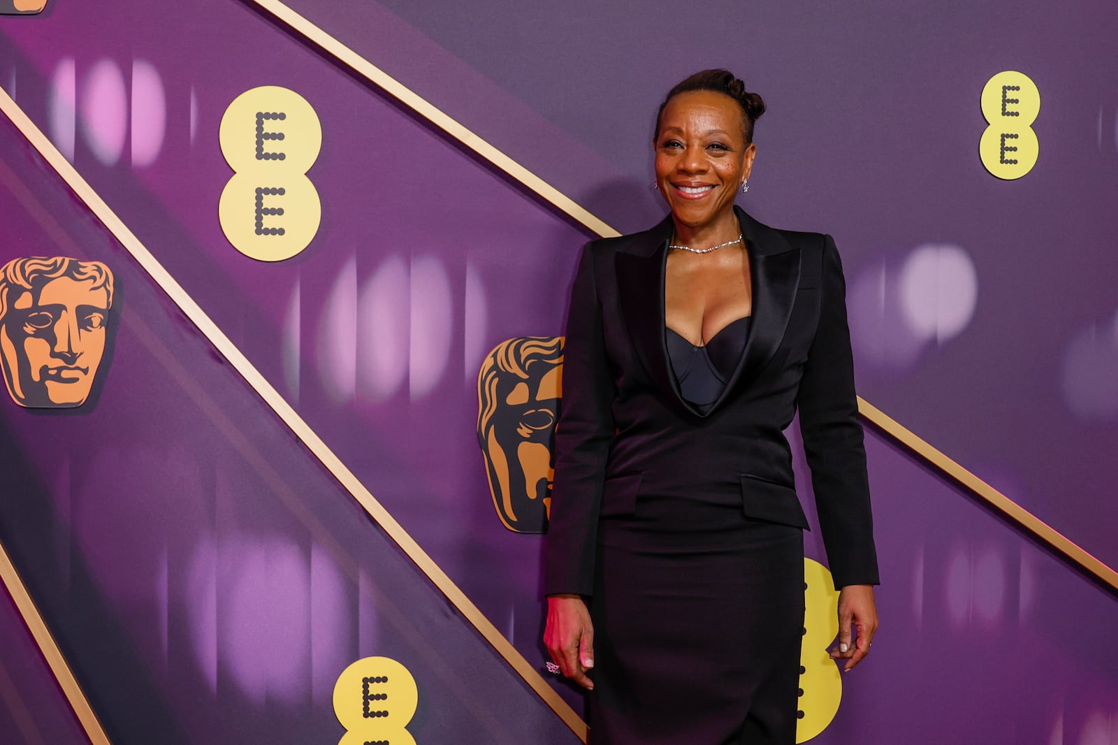 Marianne Jean-Baptiste poses for photographers upon arrival at the 78th British Academy Film Awards, BAFTA's, in London, Sunday, Feb. 16, 2025. (Photo by Joel C Ryan/Invision/AP)