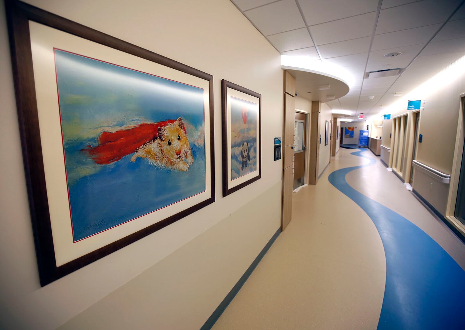 Artwork of "flying things" is found throughout Dayton Children's in keeping with the City's heritage.   Dayton Children's is celebrating the completion of its $168 million new patient tower and campus renovation which started in 2014.   TY GREENLEES / STAFF