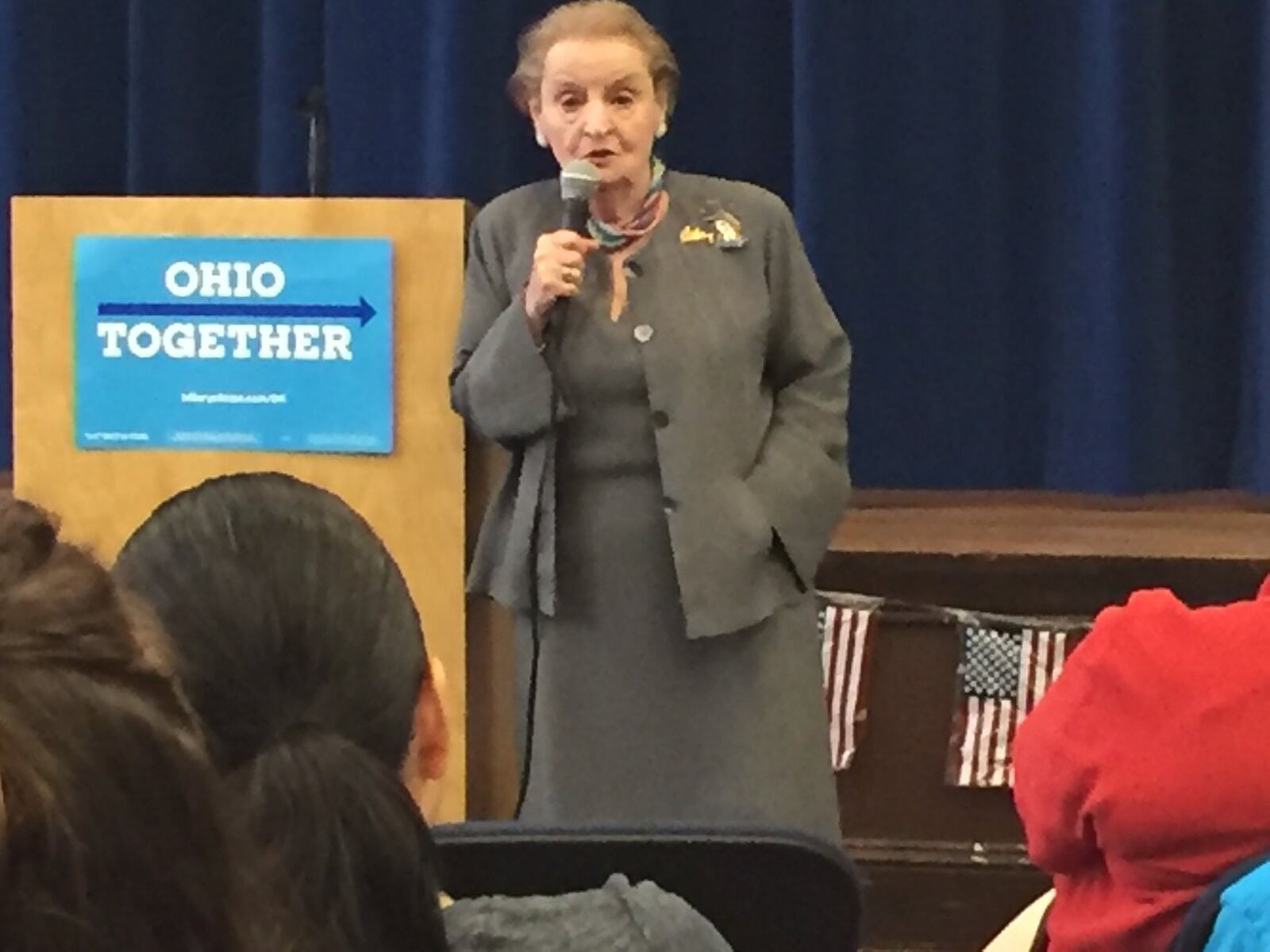 Former U.S. Secretary of State Madeleine Albright campaigned for Hillary Clinton in Dayton Monday, Oct. 17. BOB GARLOCK/STAFF