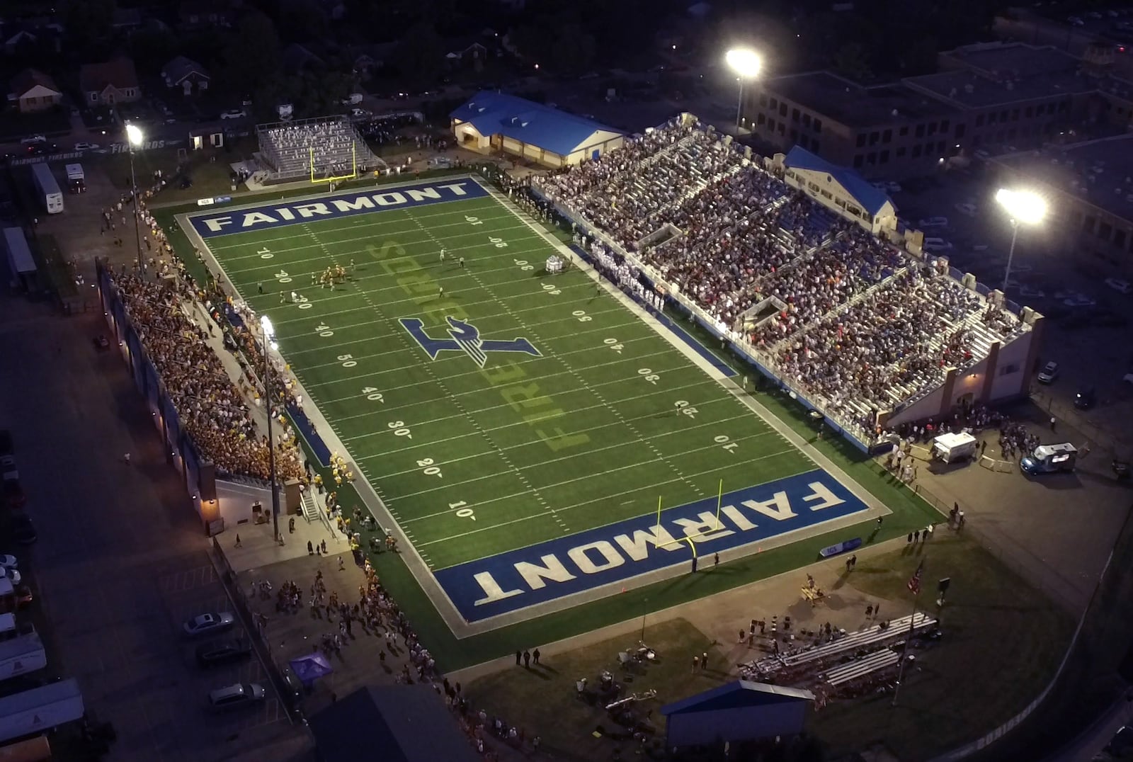 Fairmont High School's Roush Stadium aerial view.   TY GREENLEES / STAFF