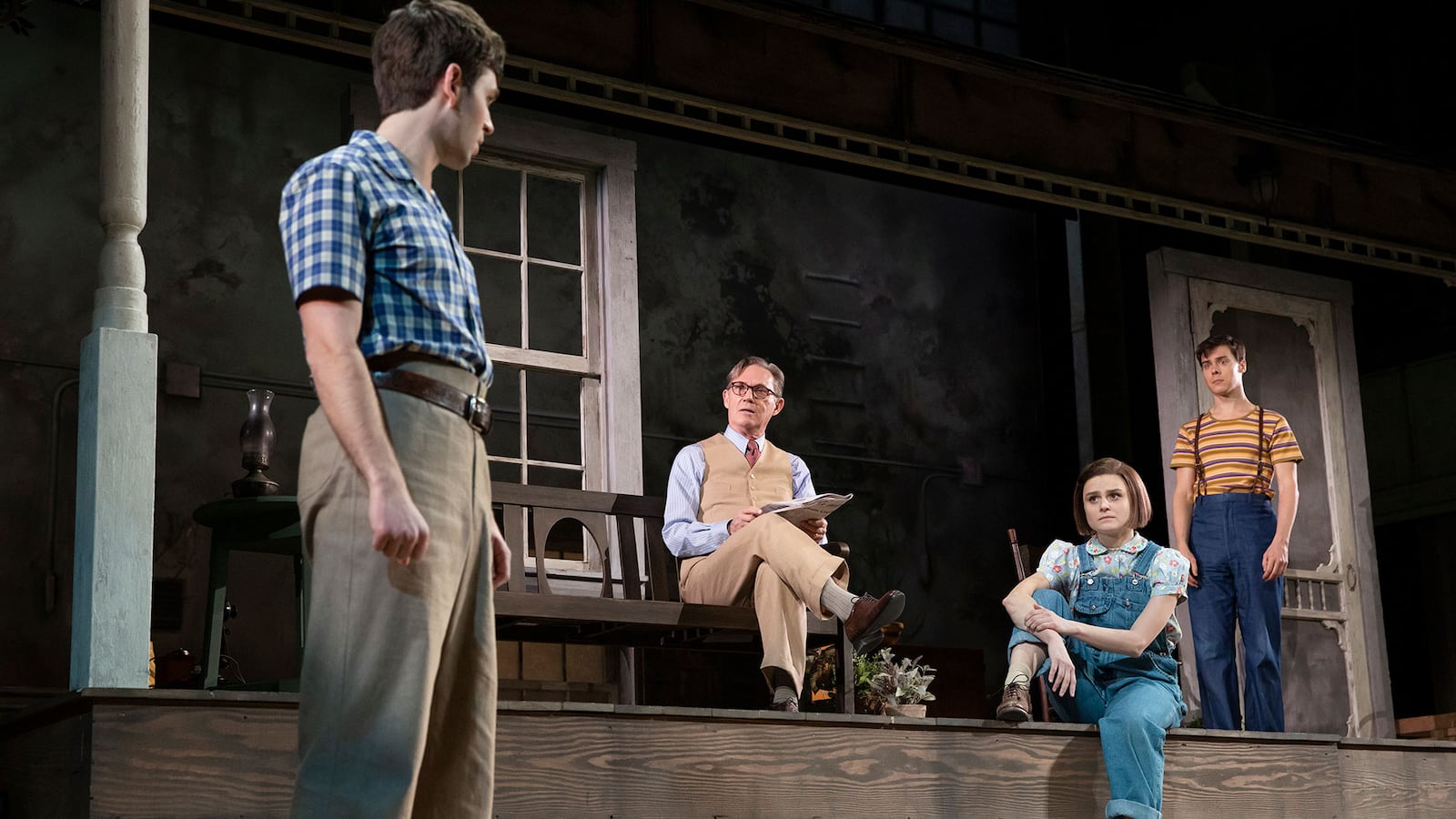 In Harper Lee's novel, the coming-of-age story is told through the eyes of Atticus’ young daughter, Scout. In the theatrical production, Scout’s brother Jem and their friend, Dill, also contribute to the narrative. CONTRIBUTED