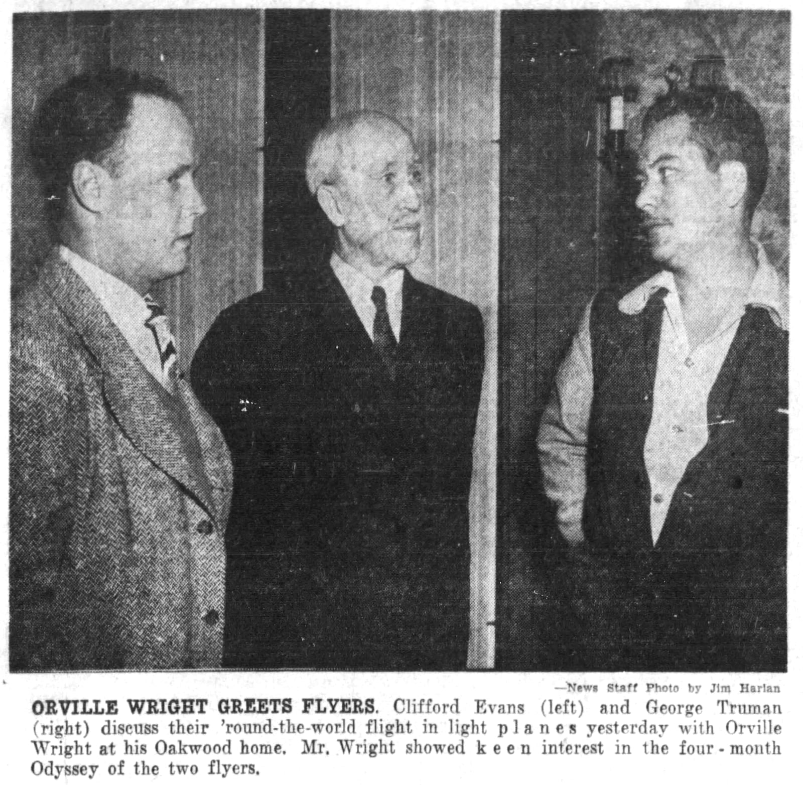 Dec. 7, 1947: Orville Wright lauds pilots who circled the globe. DAYTON DAILY NEWS ARCHIVES