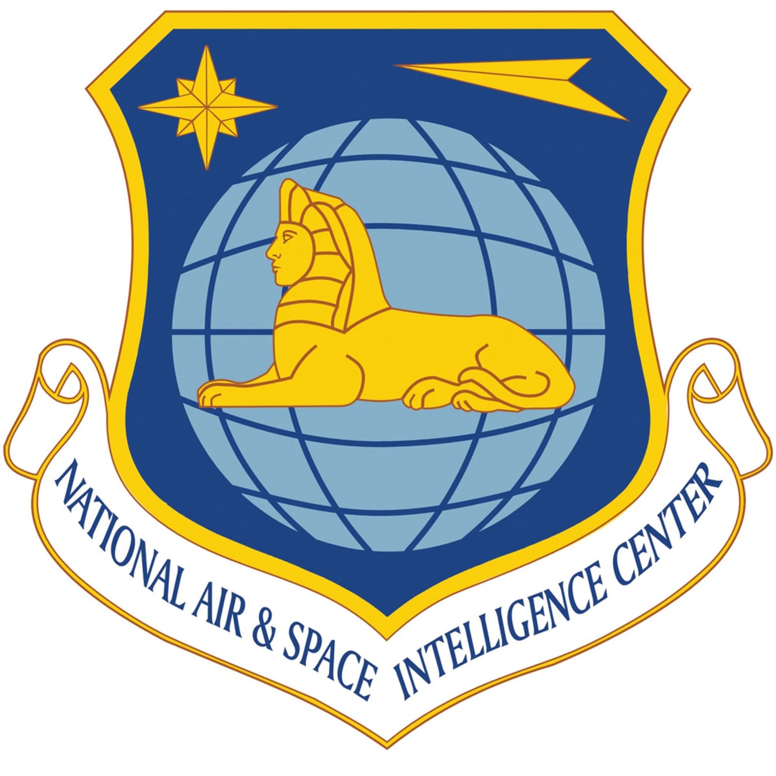 Unit shield for National Air and Space Intelligence Center which is located at Wright-Patterson Air Force Base.