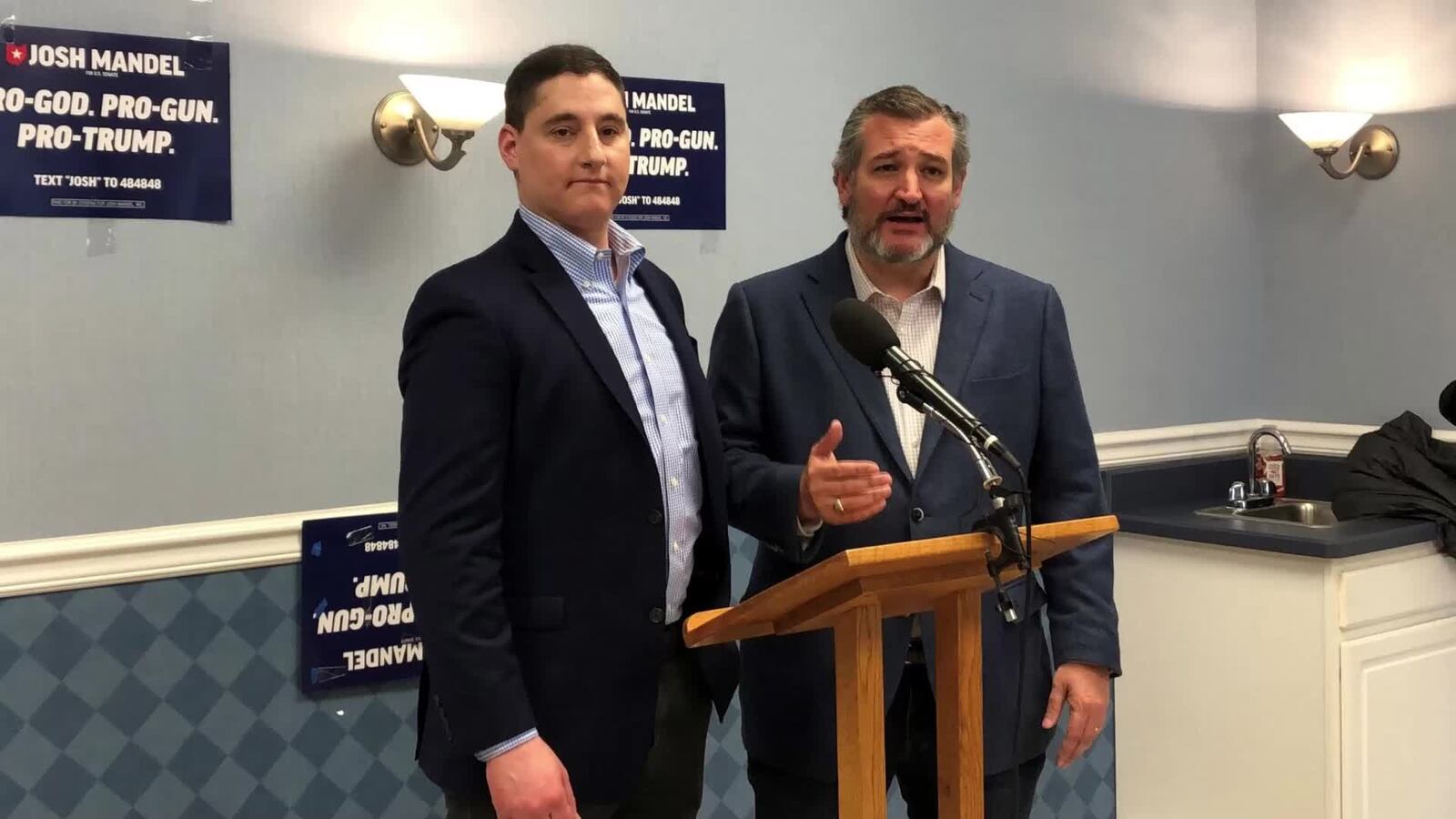 Republican U.S. Senate candidate Josh Mandel campaigns with U.S. Senator Ted Cruz, R-TX in Kettering on April 29, 2022