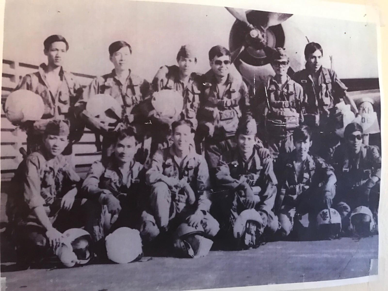 Ba Nguyen (back row, far right) an A-l Skyraider combat pilot with his fellow pilots of the 518th  Squadron, which flew out of Bien Hoa Air Base. CONTRIBUTED