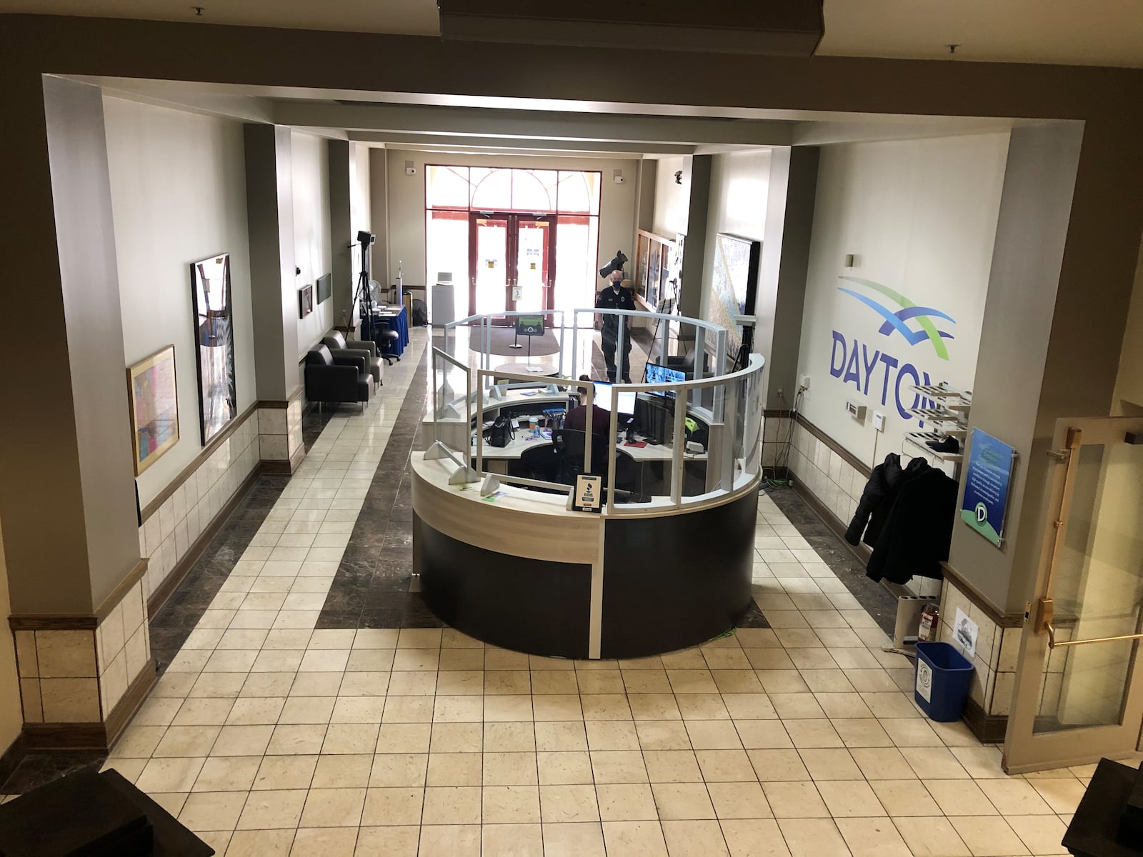 The lobby of Dayton City Hall. CORNELIUS FROLIK / STAFF