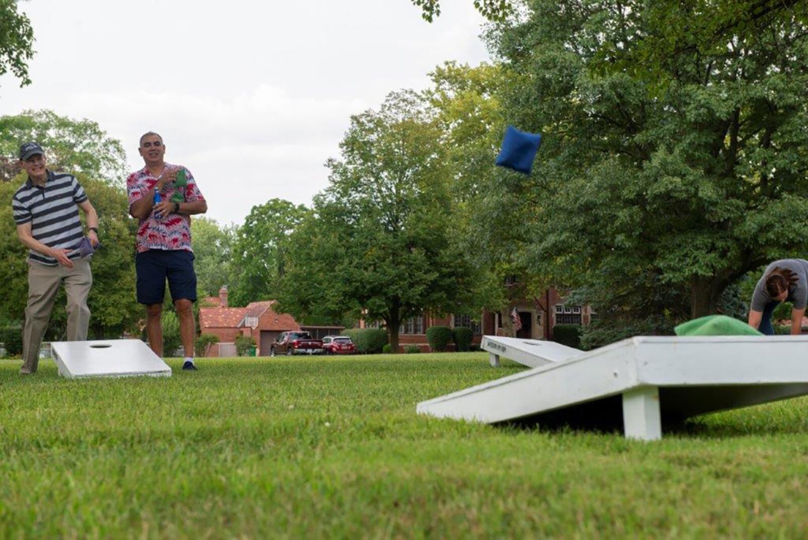 Two men battle it out in cornhole during the Block Party on Aug. 25 at Wright-Patterson Air Force Base. U.S. AIR FORCE PHOTO/AIRMAN 1ST CLASS JAMES JOHNSON