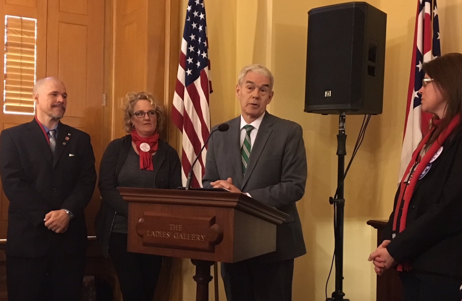 FILE: Ohio Higher Education Chancellor Randy Gardner speaks to members of the AAUP-WSU at a meeting at the Ohio House in Columbus on Friday.