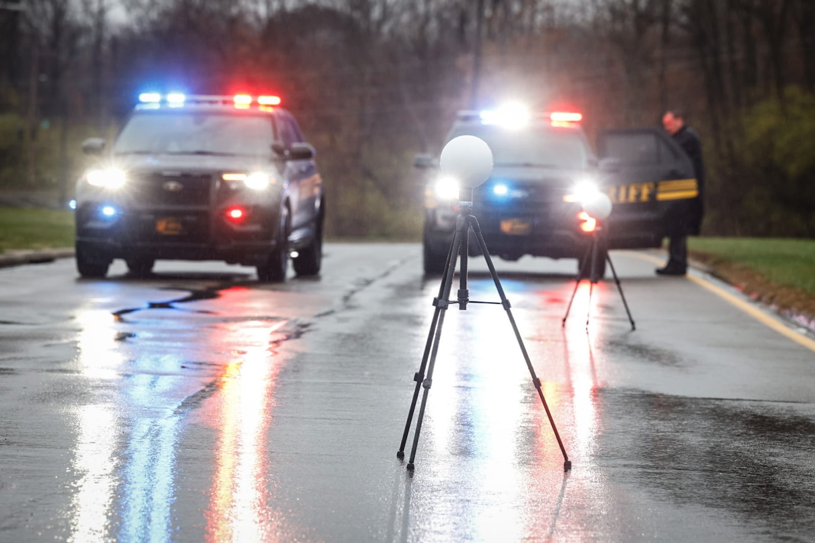 Montgomery County sheriff deputies investigate a shooting at Turner Road and Philadelphia Drive Friday morning November 17, 2023. JIM NOELKER/STAFF