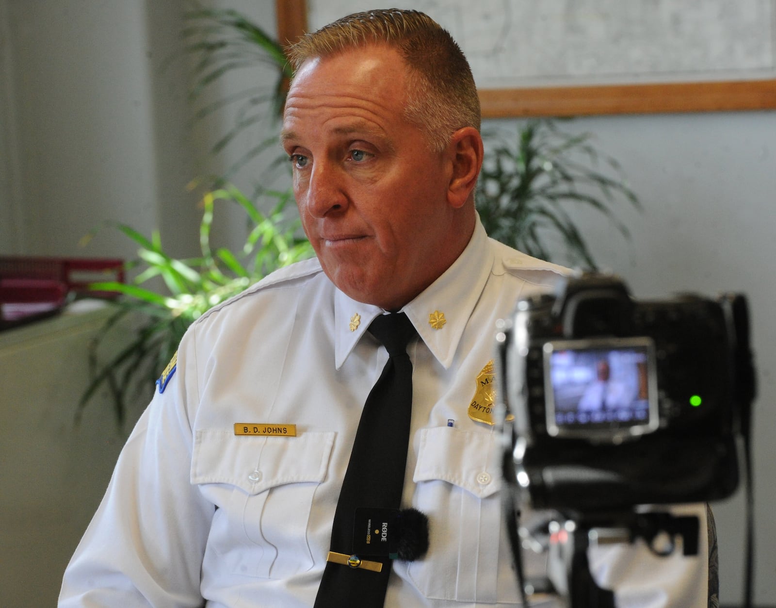 Maj. Brian Johns of the Dayton Police Department gave a media update Wednesday Feb. 8, 2023 on Cierra Chapman who has been missing since December. MARSHALL GORBY\STAFF