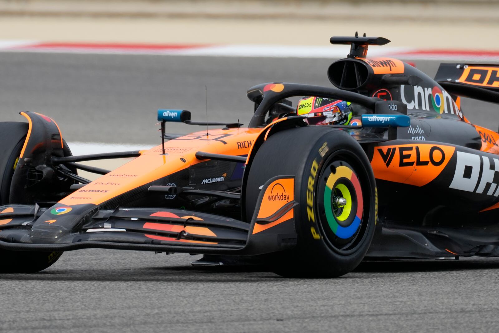 Haas driver Esteban Ocon of France in action during a Formula One pre-season test at the Bahrain International Circuit in Sakhir, Bahrain, Wednesday, Feb. 26, 2025. (AP Photo/Darko Bandic)